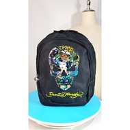 Ed Hardy Street Style Backpack Colorful Skull Pattern Can Hold A Lot Of Things Lightweight Be Used B