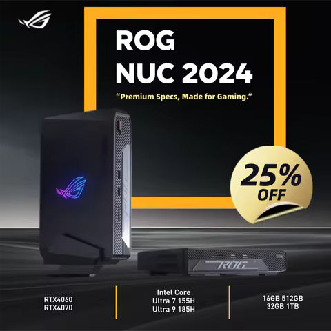 ASUS ROG NUC Super Gaming Mini PC Intel Core Ultra 7/ 9 155H/185H/RTX 4060/4070 Wi-Fi 6E and Bluetoo