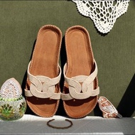 印度手工丨編織拖鞋-奶油貝果