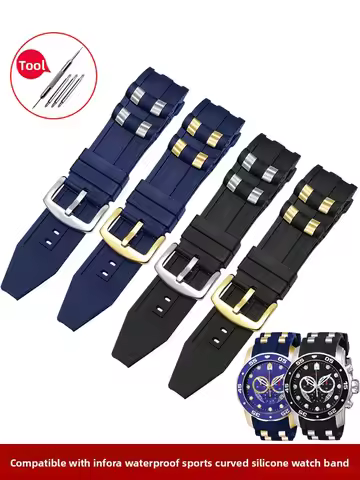 Silicone Watch Strap 26mm Male for Invicta Pro Diver Curved Interface Waterproof Bracelet