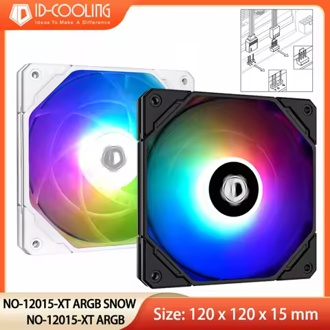 ID-COOLING NO-12015-XT-ARGB Case Fan 15mm Thickness PWM Fan ARGB Lighting for Radiator/CPU Cooler/Co