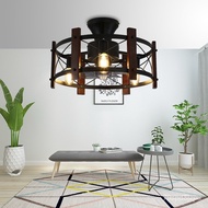 🚓Bedroom Fan Lamp American Industrial Style Remote Control Restaurant Retro Ceiling Iron Retro Ceiling Fan Lights