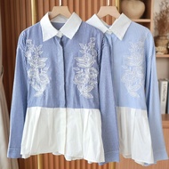 MAUDY SHIRT FLOWERY STRIPE EMRBROIDERY stripe shirt women