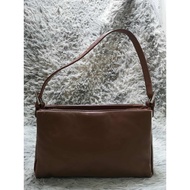 Choco brown Leather Baguette Bag