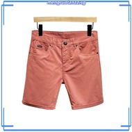 BTM Five Pocket Denim Men's Shorts - Thick Washed Soft Khaki Jeans Regular Form - 5.593