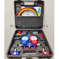 R134a Manifold Gauge Set R22 R134a R404a R12 Refrigerant Gas Meter Kereta Car Aircond Penyaman Udara