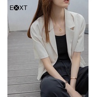 EDQRDQ EXXT Women's Casual Lightweight Blazer Jacket Suits Lapel Short Sleeve for Daily/Work