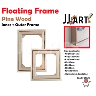 Floating Frame - Pine Wood Floating Frame - Canvas cover/outer frame - Custom Available - Floater