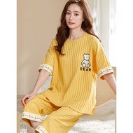 baju tidur perempuan baju tidur wanita dewasa Piyama 6XL wanita musim panas kapas murni seluar pende