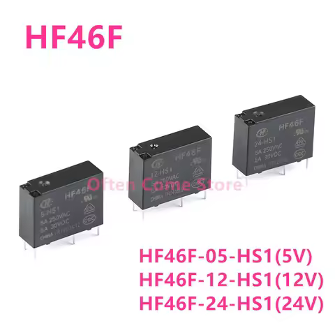 5Pcs HF Relay HF46F HF46F-005-HS1 HF46F-012-HS1 HF46F-024-HS1 HS1T 5A 4PIN 5V 12V 24V Power Relays R