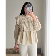 Eska Clothing - Mona Blouse Top A-Line Balloon Tassel LinenWanita