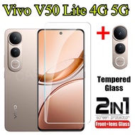 Tempered Glass Screen Protector for Vivo V50 Lite 2025, Full Cover, Front Film with Back Lens Glass