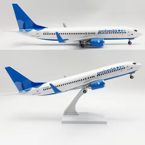 B737 Model Aircraft Russia Victory Airways With Wheel Resin Airplane Model Pobeda Plane 30CM Display