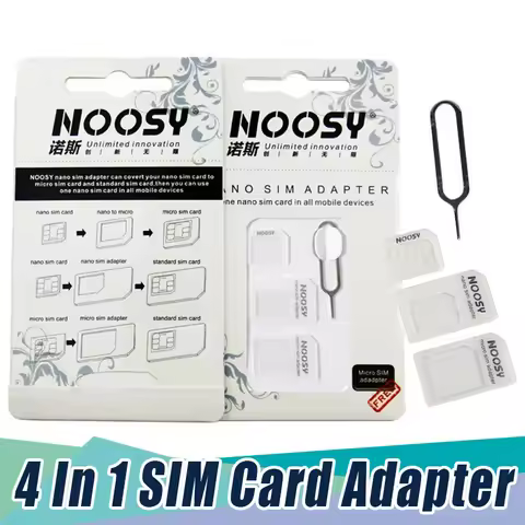 4 in 1 Micro Nano SIM Card Adapter Converter Kit with Eject Pin Needle for iPhone Huawei Samsung Sma