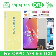 Original LCD with Frame for OPPO A78 5G CPH2483 LCD Display Touch Screen Digitizer Assembly Replacem