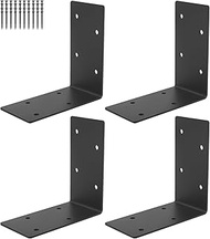 4 PCS Heavy Duty Steel Corner Brackets, 6"x6"x3"L Right Angle Bracket,DIY L Shelf Brackets,90 Degree