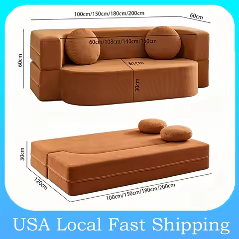 Folding Sofa Bed Dual-use Modular Compression Sofa Bed 1.5m/1.8m/2m Folding Lazy Pudding Sofa for Li
