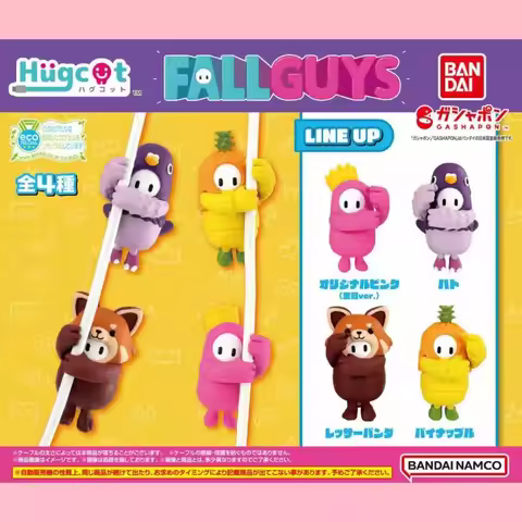 Bandai Original 4Pcs Hugcot Gashapon Fall Guys Toys For Kids Gift Collectible Model Ornaments