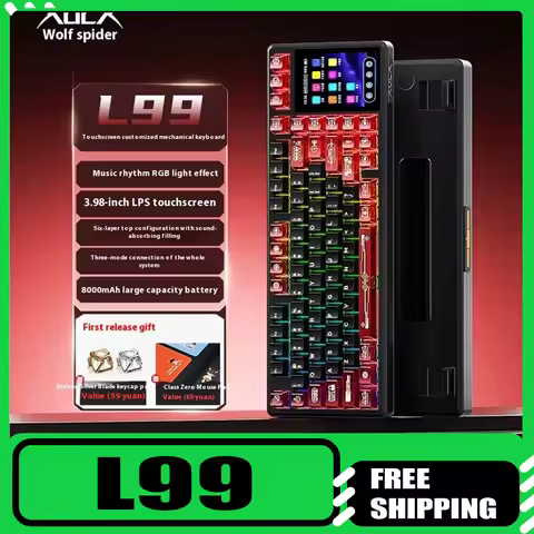 New AULA L99 Wireless Bluetooth Screen Display Mechanical Keyboard Customized Touch Office Gaming PC