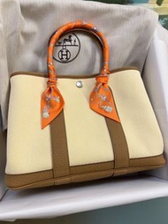 全新 Hermes Garden Party 30 (Ecru/ jaune citron/ biscuit)