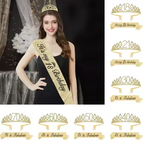 "Its My Birthday" Crown Sash and Tiara for Women 16Th 18Th 21th 30Th 40Th 50Th 60Th 70Th 80Th Birthd