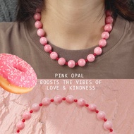 Pink Opal Stone Necklace 12 Mm.