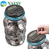 NAESV Coin Counter 1.5L LCD Display Automatic USD EURO GBP Piggy Bank