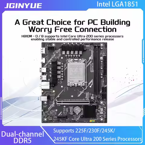 JGINYUE H810 Motherboard Intel LGA1851 Dual-channel DDR5 Supports 225F/230F/245K/245KF Core Ultra 20
