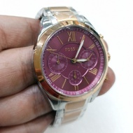 Women's Watch FL BQ3036 Modern Courier Midsize Chronograph Purple Dial Rosegold Combi Silver Steel