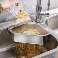 Stainless Steel Sink Drain Basket Triangular Sink Kitchen Dishwashing Basin Vegetable Washing Basin 