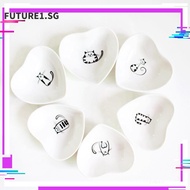 FUTURE1 Peach Heart Dish, White Japanese Style Vinegar Dish,  Cats Seasoning Dish