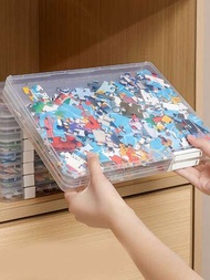 1入組透明拼圖卡片收納盒,拼圖收納盒卡片分類盒,適用於兒童零件分類和整理