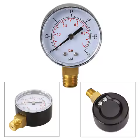 TS-50-15psi 0/15 PSI 0/1 Bar Water Pressure Gauge Manometer Gas Compressor Hydraulic Vacuum Double S