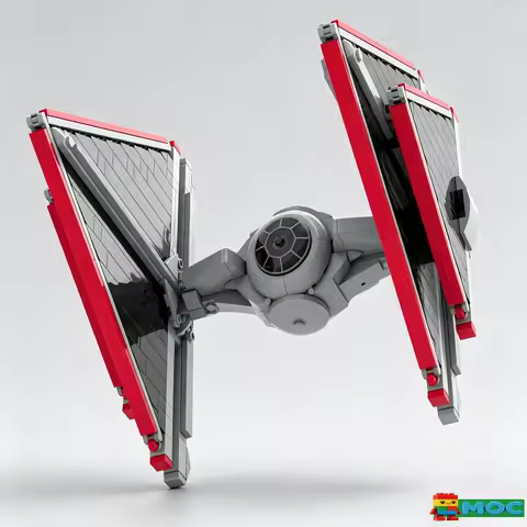 679PCS Sci Fi Red Edge Dual Wing Space Fighter MOC Spaceship Model Building Blocks Educational Colle