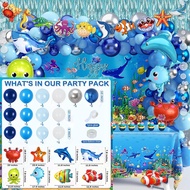 80pcs Ocean Theme Balloon Party Set Sea World Animals Aluminum Film Balloons Latex Balloons Creative