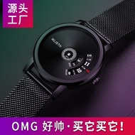 Wlisth new black men's watch personalized waterproof men's watch hour minute second creative rotary 