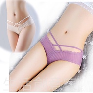 [Physical Store Ready Stock] Ice Silk Low-Waist Cross Sexy Panties Seamless Cute Briefs 3037