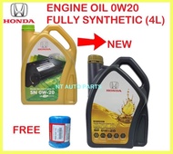 NEW !!! Honda Genuine Fully Synthetic Ultra Green SN 0W-20 0w20 Engine Oil + (FREE) Honda Oil Filter COMBO SET 0/20