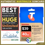 Telstra Prepaid Physical SIM Card Australia 40GB 5G 4G Data Mobile Roam Best Coverage OZ AU Pocket W