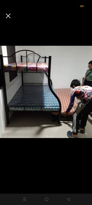 beds double deck BUNK BED FRAME with PULL OUT and ORDINARY FOAM (COD) CASH ON DELIVERY ONLY #556