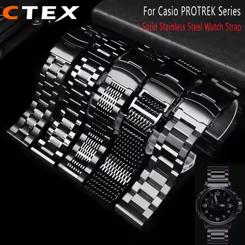 24mm Solid Stainless Steel Watch Strap For Casio PROTREK Series PRW-6600 PRG-600Y PRG-650 PRG-600 Me