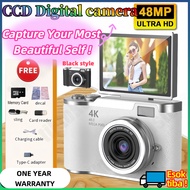 48MP 4K CCD Digital Camera：Flip Screen for Selfies, 48MP Resolution & Free Memory Card Bundle