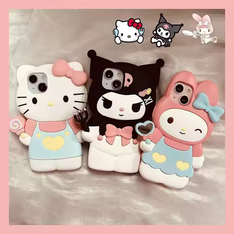 Kawaii 3D Kuromi hello kitty mymelody Cute Phone Cases For iPhone 14 13 12 11 15 Pro Max XR XS MAX X