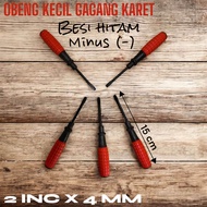 OBENG KECIL MINUS(-) 2INCX4MM BESI HITAM GAGANG KARET JAGUNG MERAH MURAH S2549B