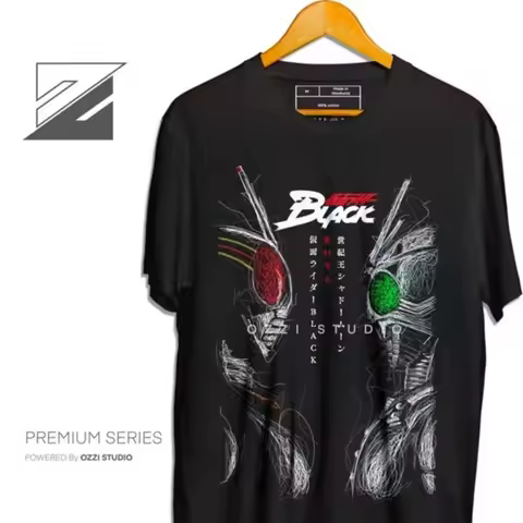 Kamen Rider Black VS Shadow Moon Japanese Anime Men's Women's Short Sleeve T-Shirt Retro Street Styl