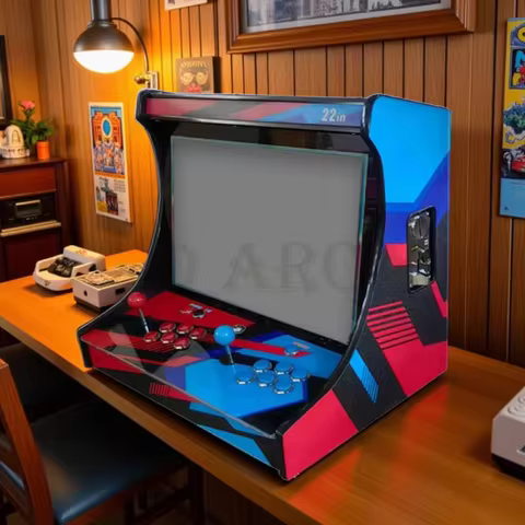 2024 Newest Retro Arcade Wood Cabinet Complete Machine Built-in 26800 Game 22-inch LCD Display Plug 