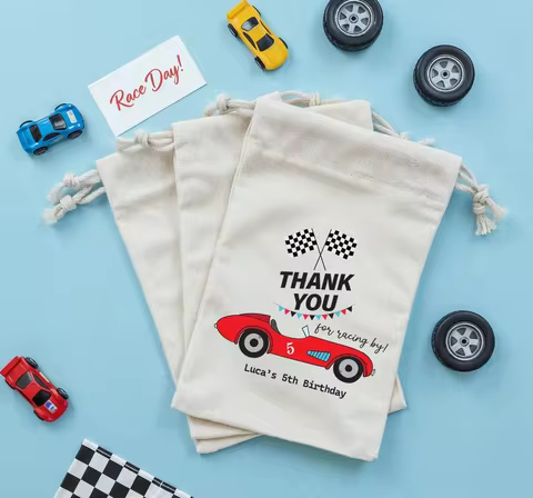 5pcs 13x18cm Kids Personalized Race Car Birthday Favor Bags custom Thank You Bags for Race Car Theme