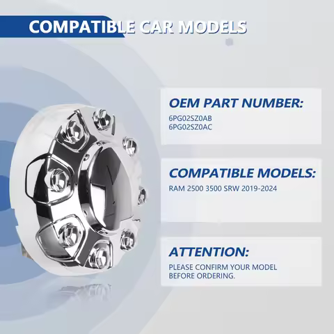 1PC Chrome 18"x 8" Wheel Center Cover Hub Cap Compatible with 2019-2025 Dodge Ram 2500 3500 SRW Repl