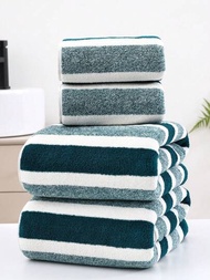 1入組珊瑚絨超細纖維大浴巾/手巾,條紋設計柔軟吸水,適用於浴室/泳池/沙灘,不同尺寸分開出售