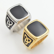 T Titanium Steel Fashion Stainless Steel Irish Celtic Logo Ring Vinyl Antique Hip Hop Trendy Men's R